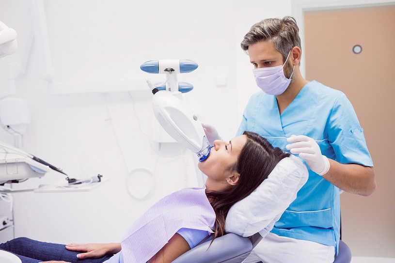 Patient receiving a dental treatment